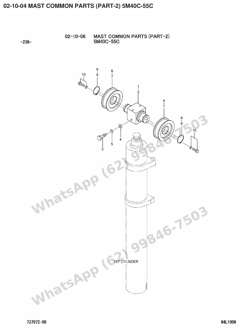 Vista explodida de peças do Catálogo Caterpillar GP55N – exemplo 1