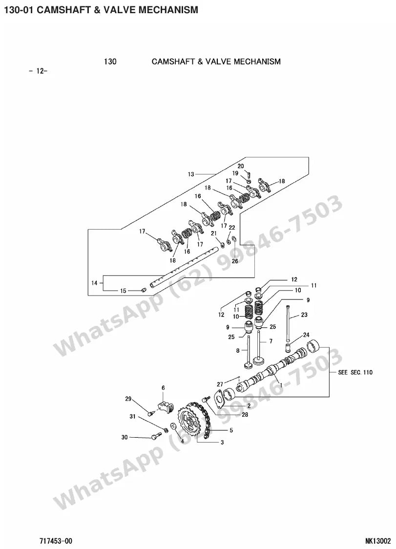 Vista explodida de peças do Catálogo Caterpillar GPE15N – exemplo 3