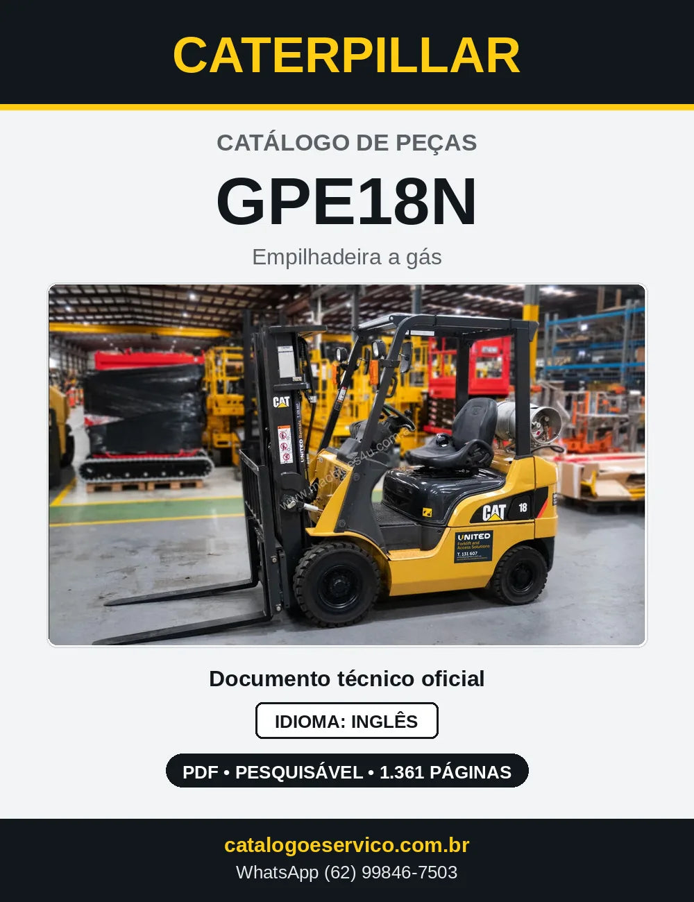 Capa do Catálogo de Peças Caterpillar GPE18N em PDF