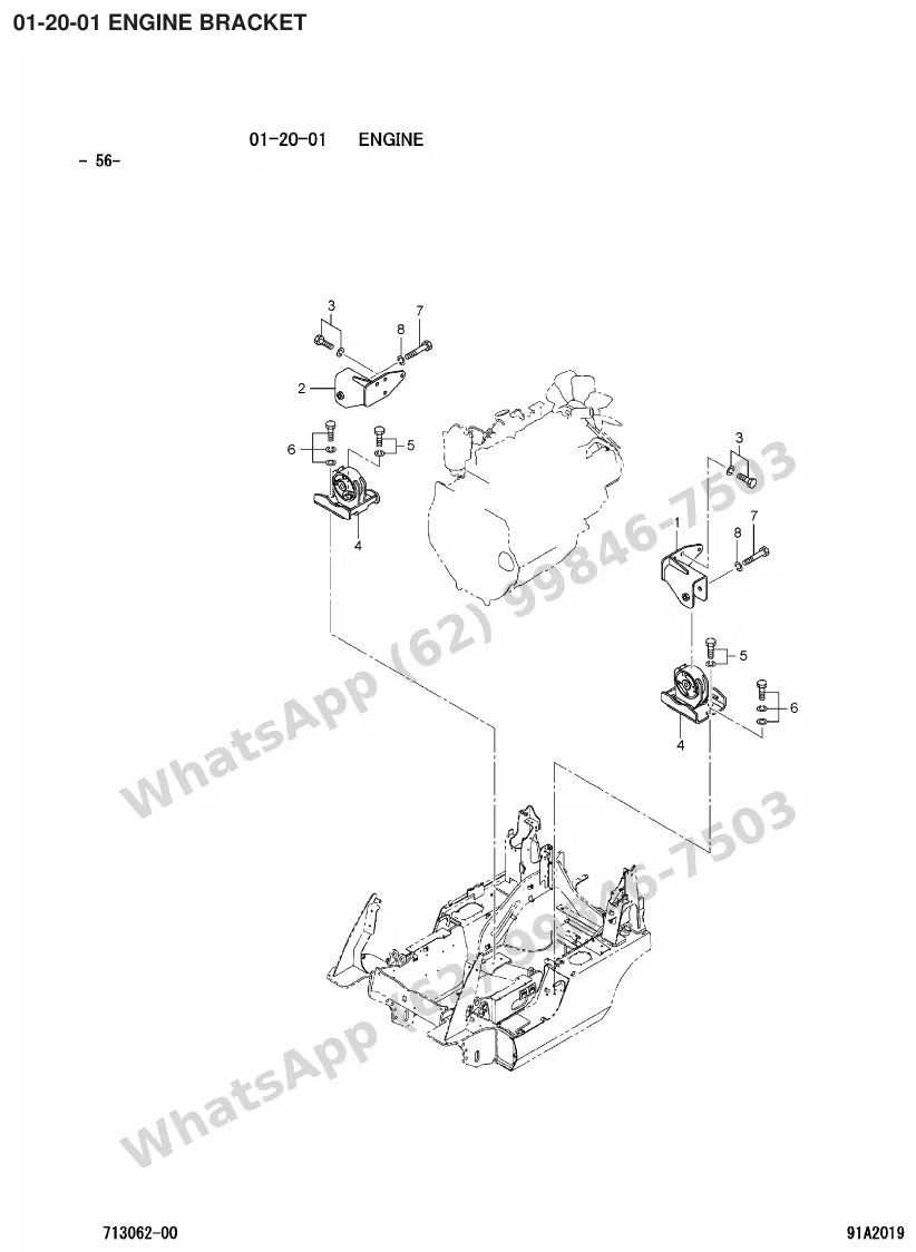 Vista explodida de peças do Catálogo Caterpillar GPE20CN – exemplo 1