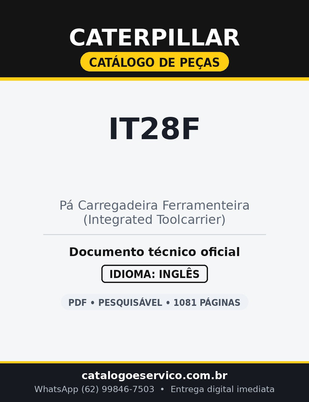 Catálogo de Peças Caterpillar IT28F — Integrated Toolcarrier