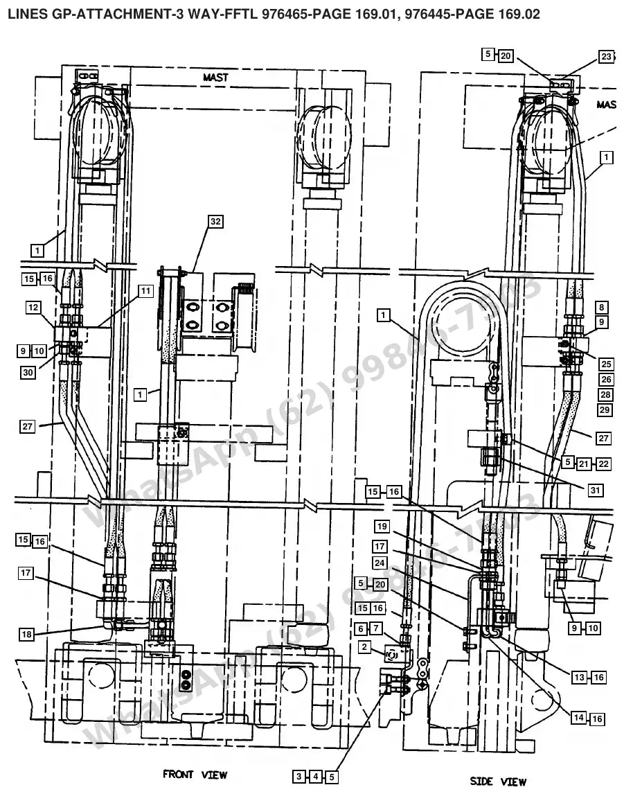 Vista explodida de peças do Catálogo Caterpillar M100D – exemplo 3