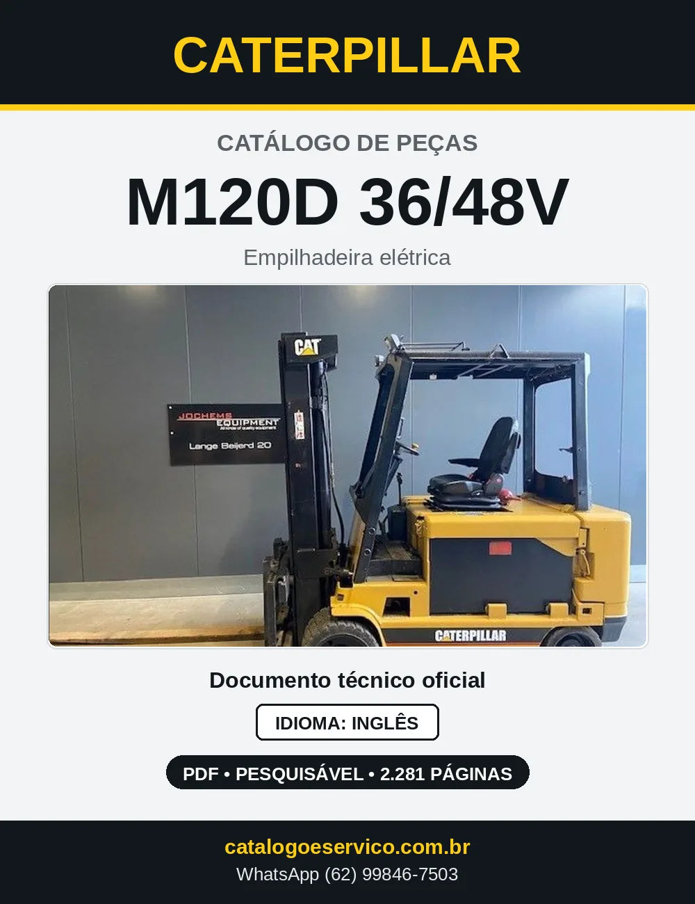 Capa do Catálogo de Peças Caterpillar M120D 36/48V em PDF