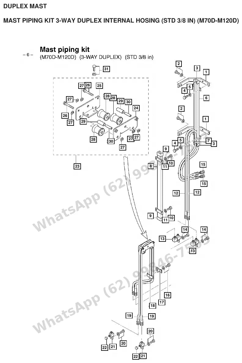 Vista explodida de peças do Catálogo Caterpillar M120D 72/80V – exemplo 4
