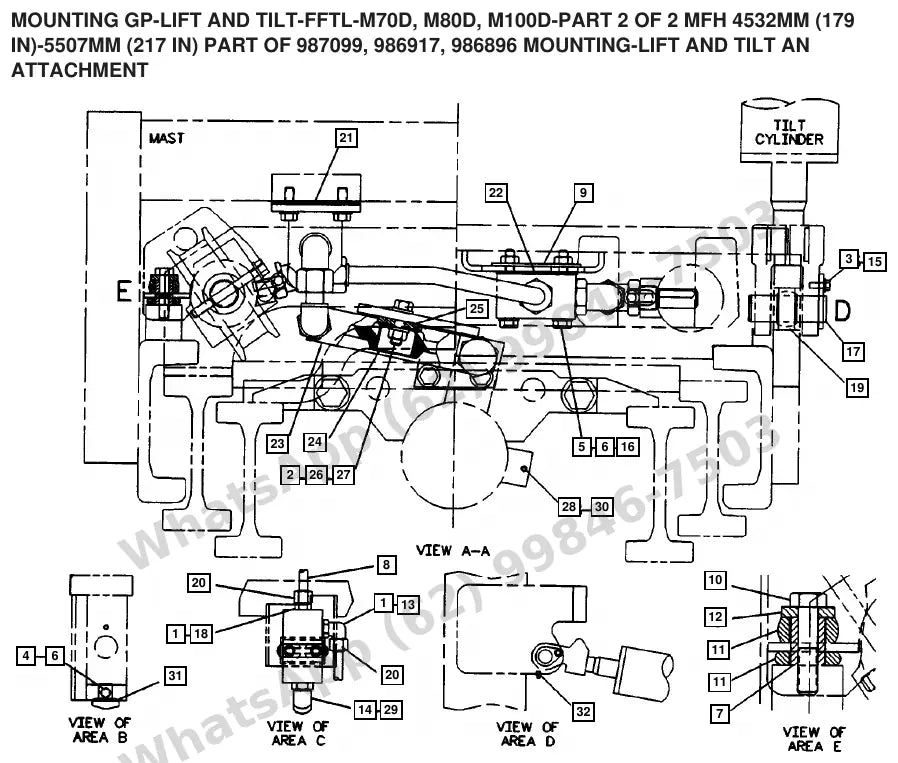 Vista explodida de peças do Catálogo Caterpillar M120D – exemplo 1
