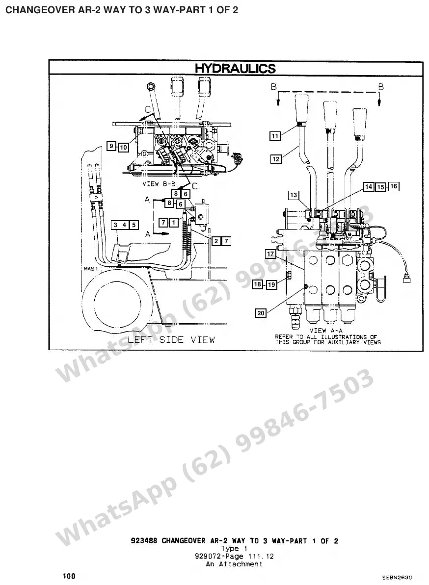 Vista explodida de peças do Catálogo Caterpillar M25D – exemplo 3