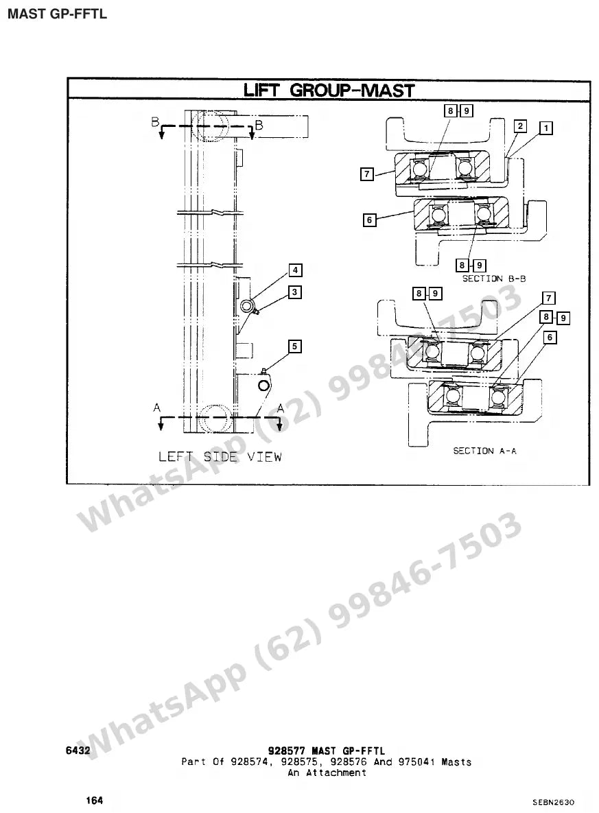Vista explodida de peças do Catálogo Caterpillar M30D – exemplo 4