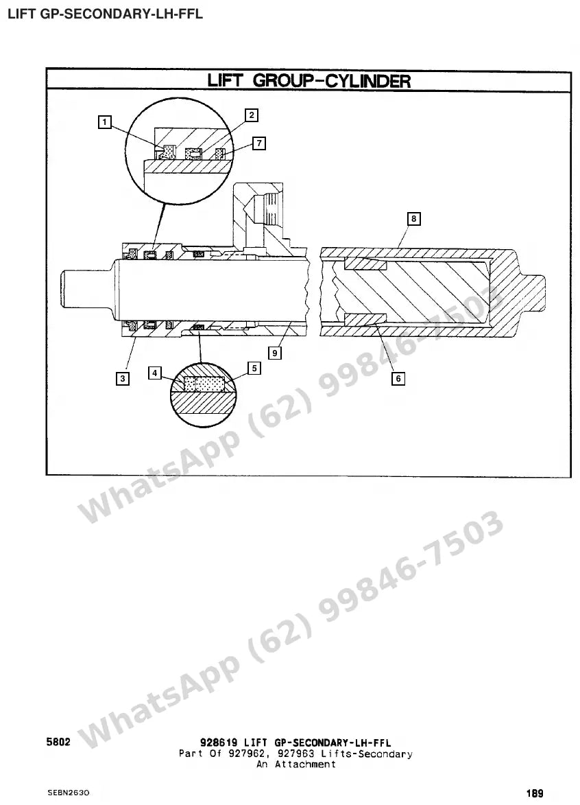 Vista explodida de peças do Catálogo Caterpillar M35D – exemplo 4