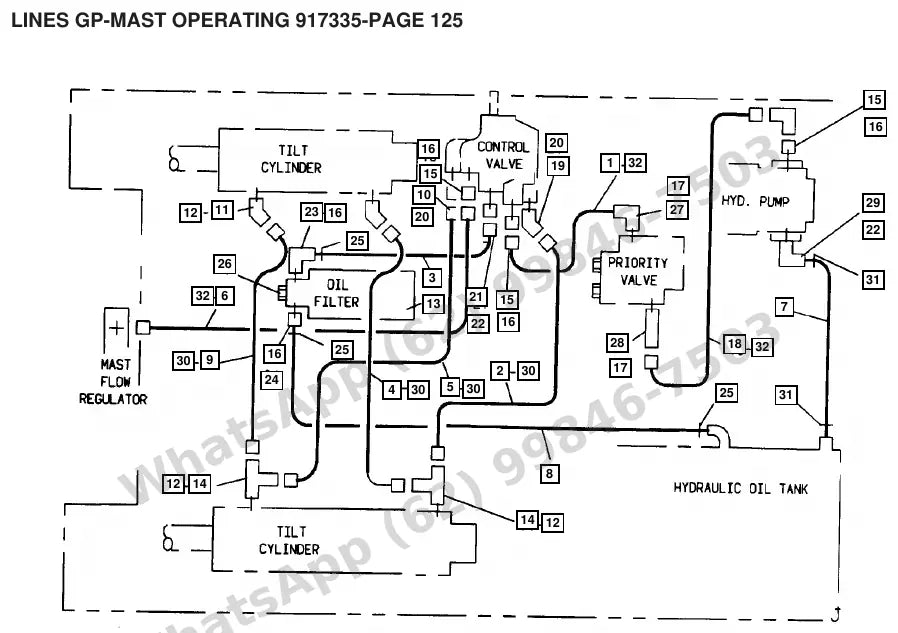 Vista explodida de peças do Catálogo Caterpillar M40D P – exemplo 3