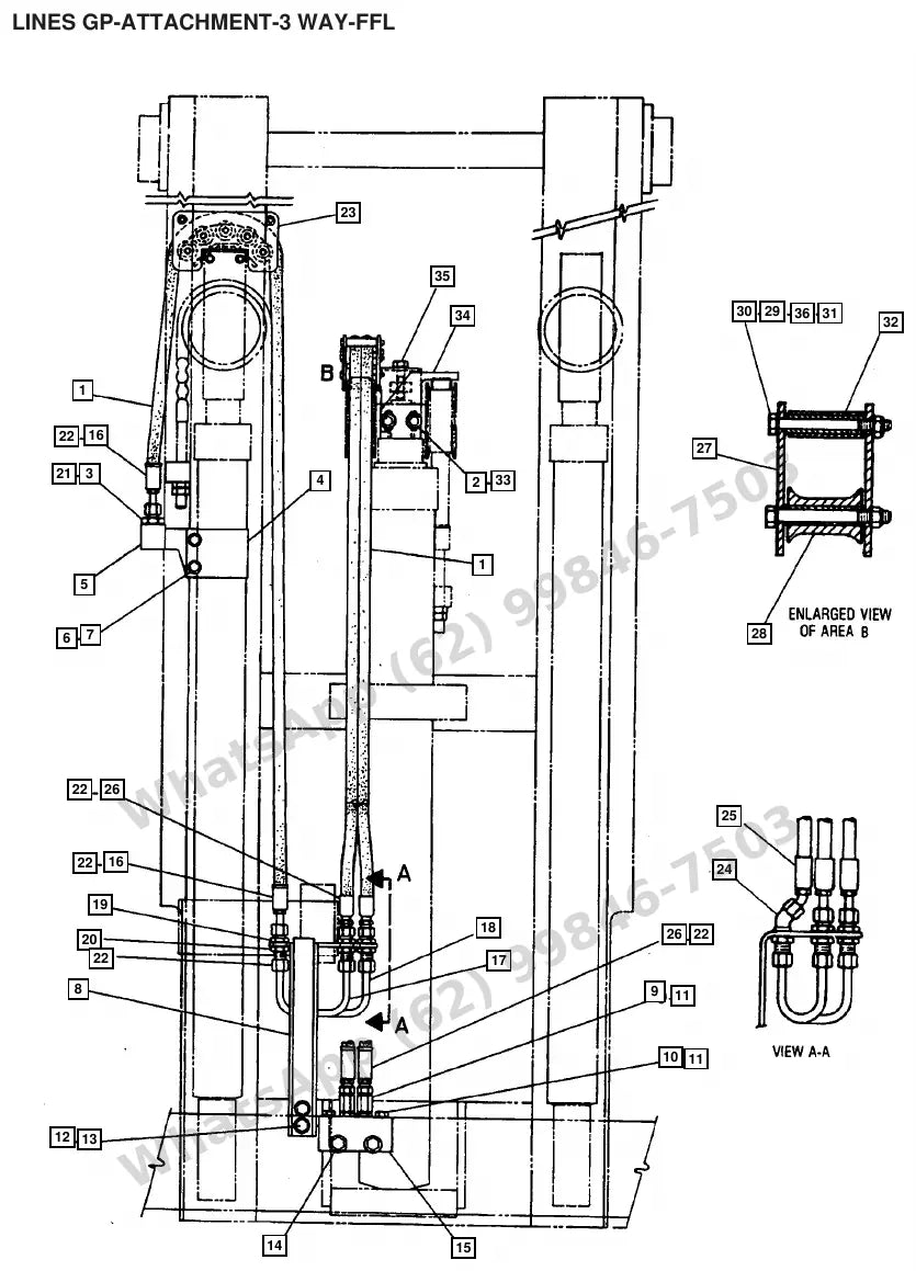Vista explodida de peças do Catálogo Caterpillar M50D P – exemplo 3