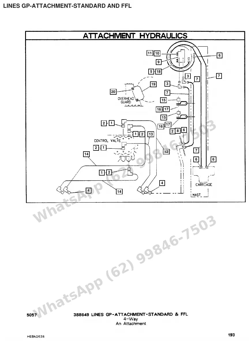 Vista explodida de peças do Catálogo Caterpillar M70B – exemplo 4