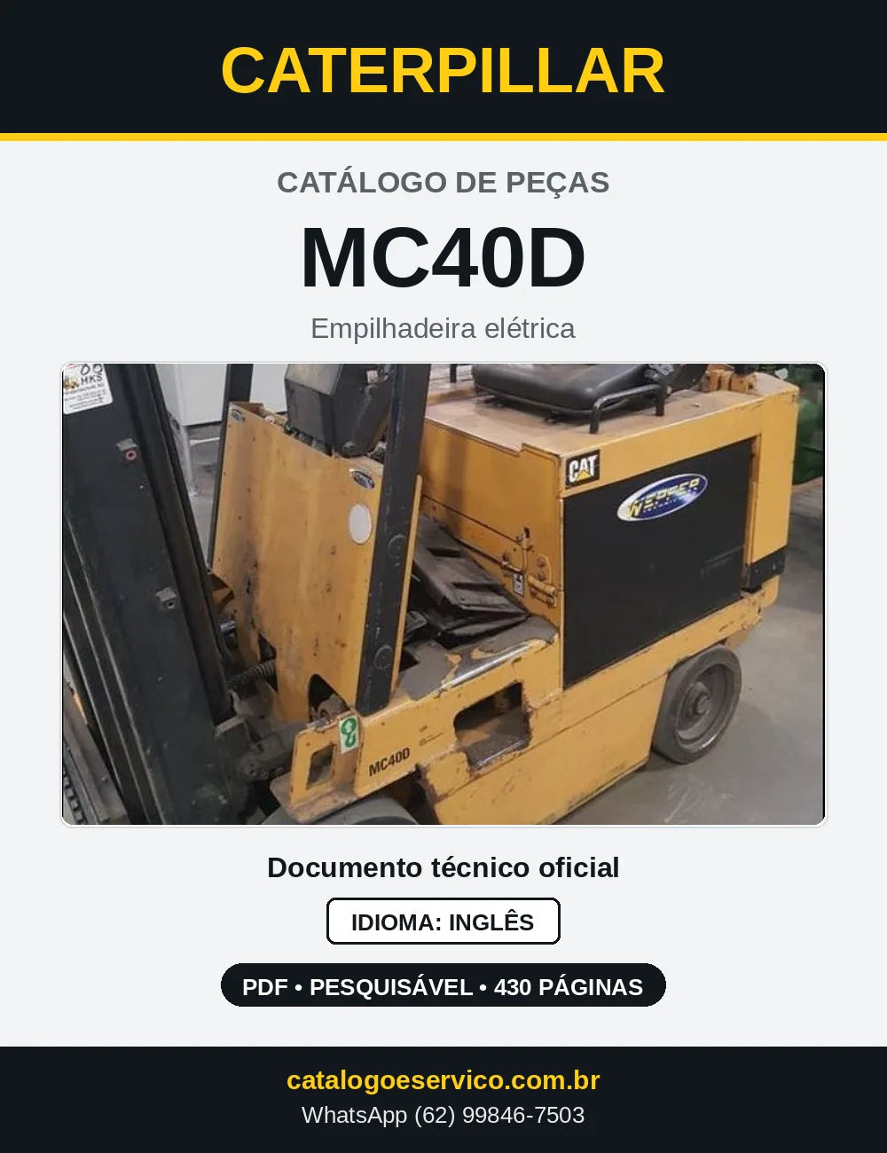 Capa do Catálogo de Peças Caterpillar MC40D em PDF