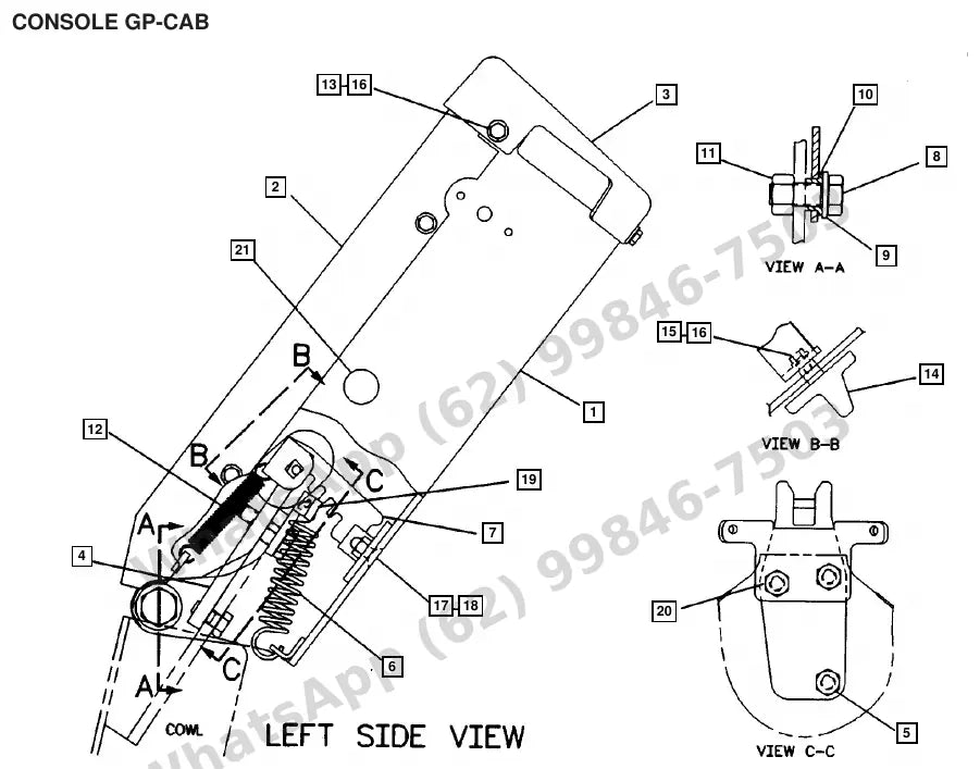 Vista explodida de peças do Catálogo Caterpillar MC60D P – exemplo 2