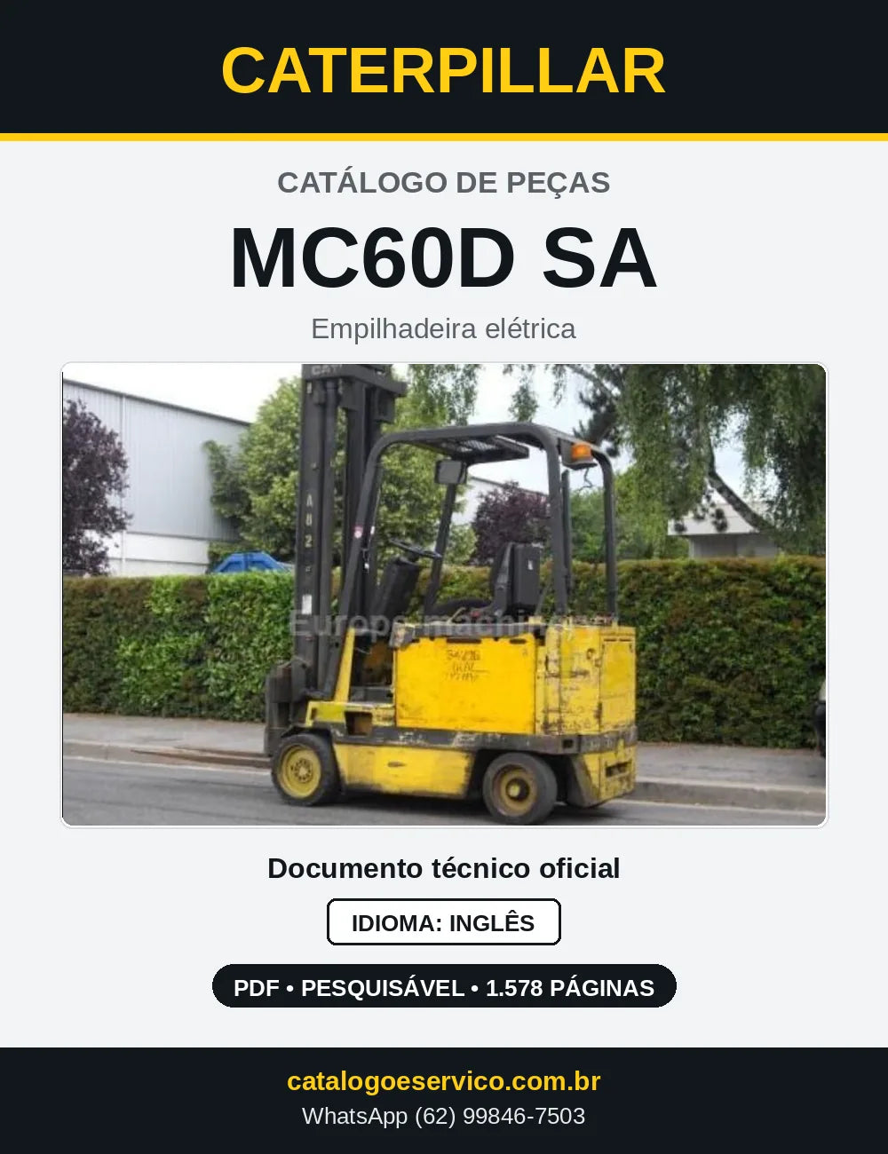 Capa do Catálogo de Peças Caterpillar MC60D SA em PDF