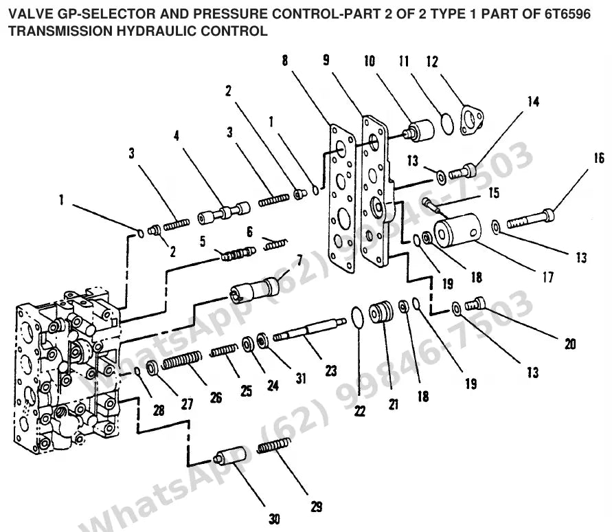 Vista explodida de peças do Catálogo Caterpillar T35D – exemplo 2