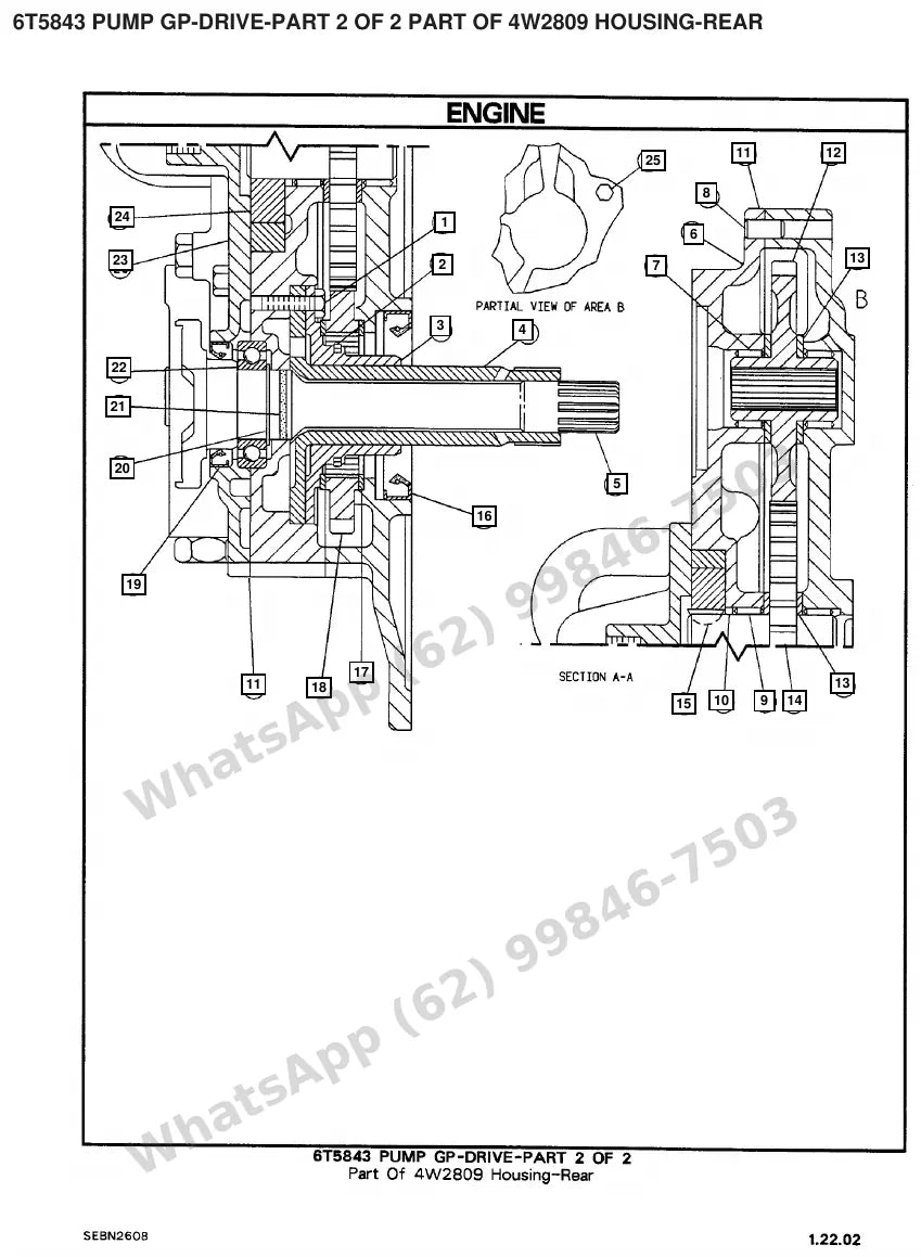 Vista explodida de peças do Catálogo Caterpillar T40D – exemplo 2