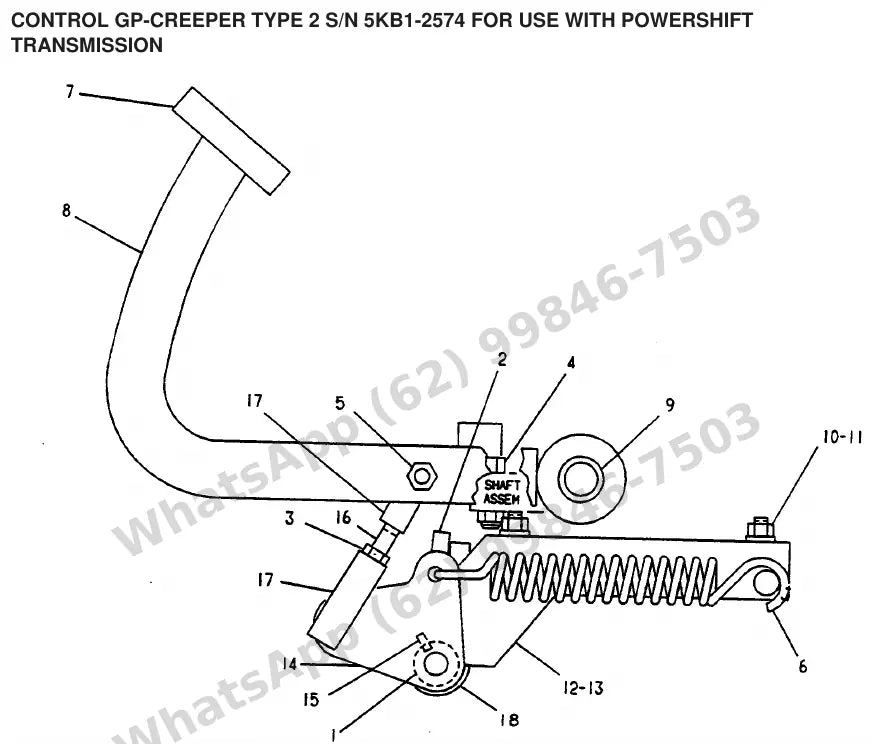 Vista explodida de peças do Catálogo Caterpillar T70D – exemplo 2