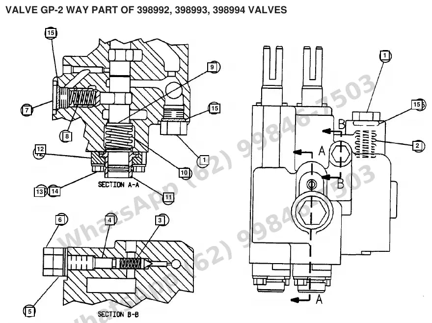 Vista explodida de peças do Catálogo Caterpillar T70D – exemplo 4