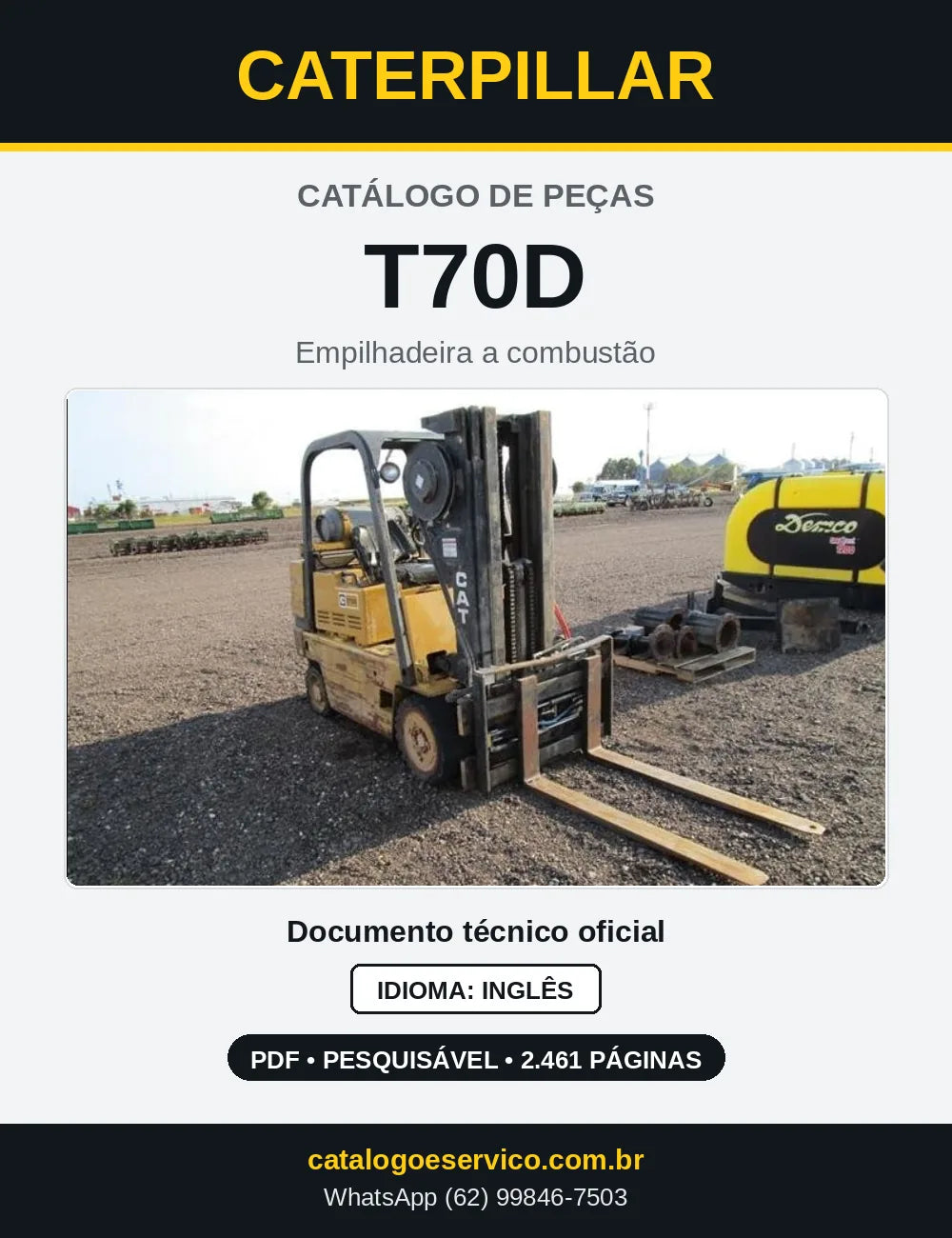 Capa do Catálogo de Peças Caterpillar T70D em PDF