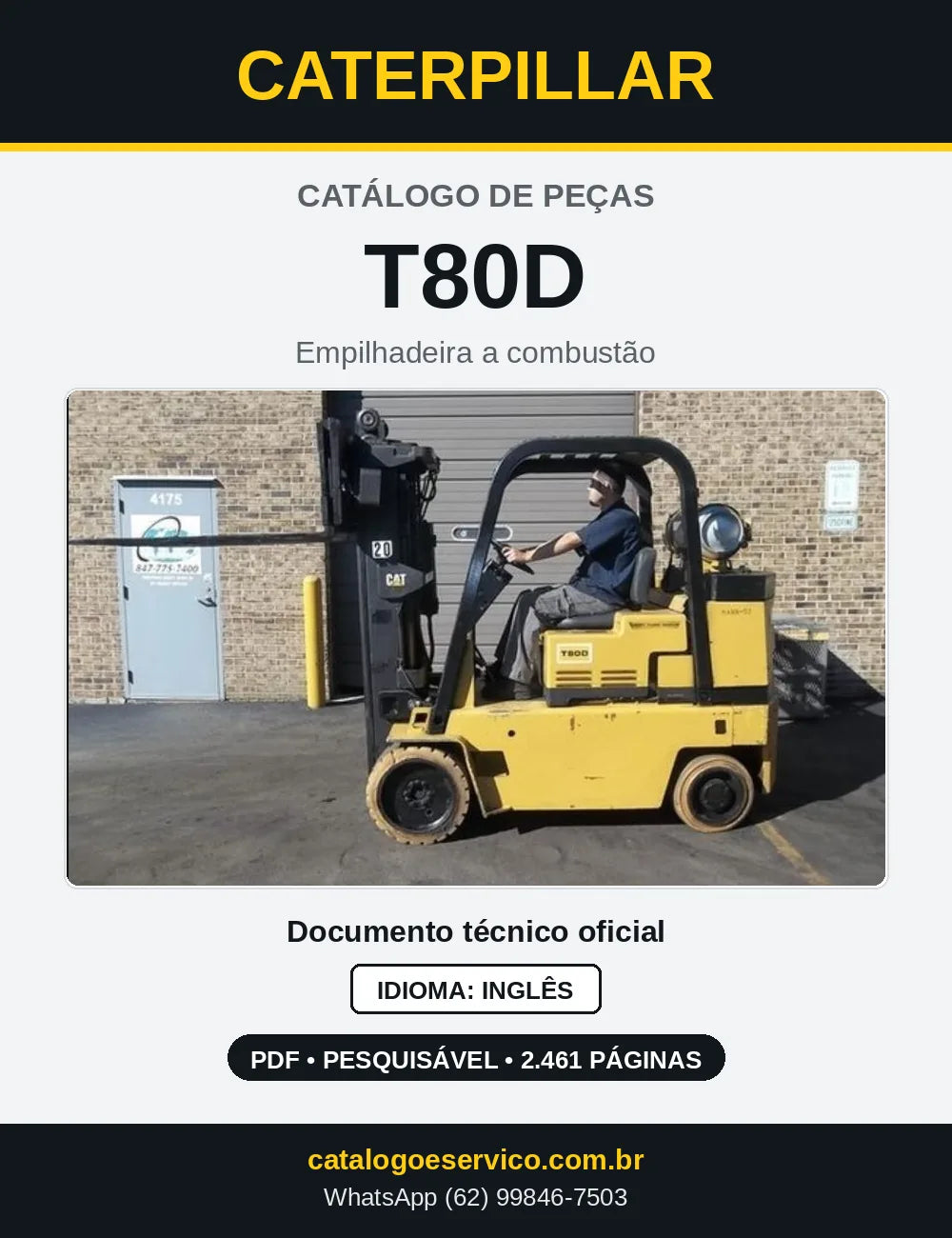 Capa do Catálogo de Peças Caterpillar T80D em PDF