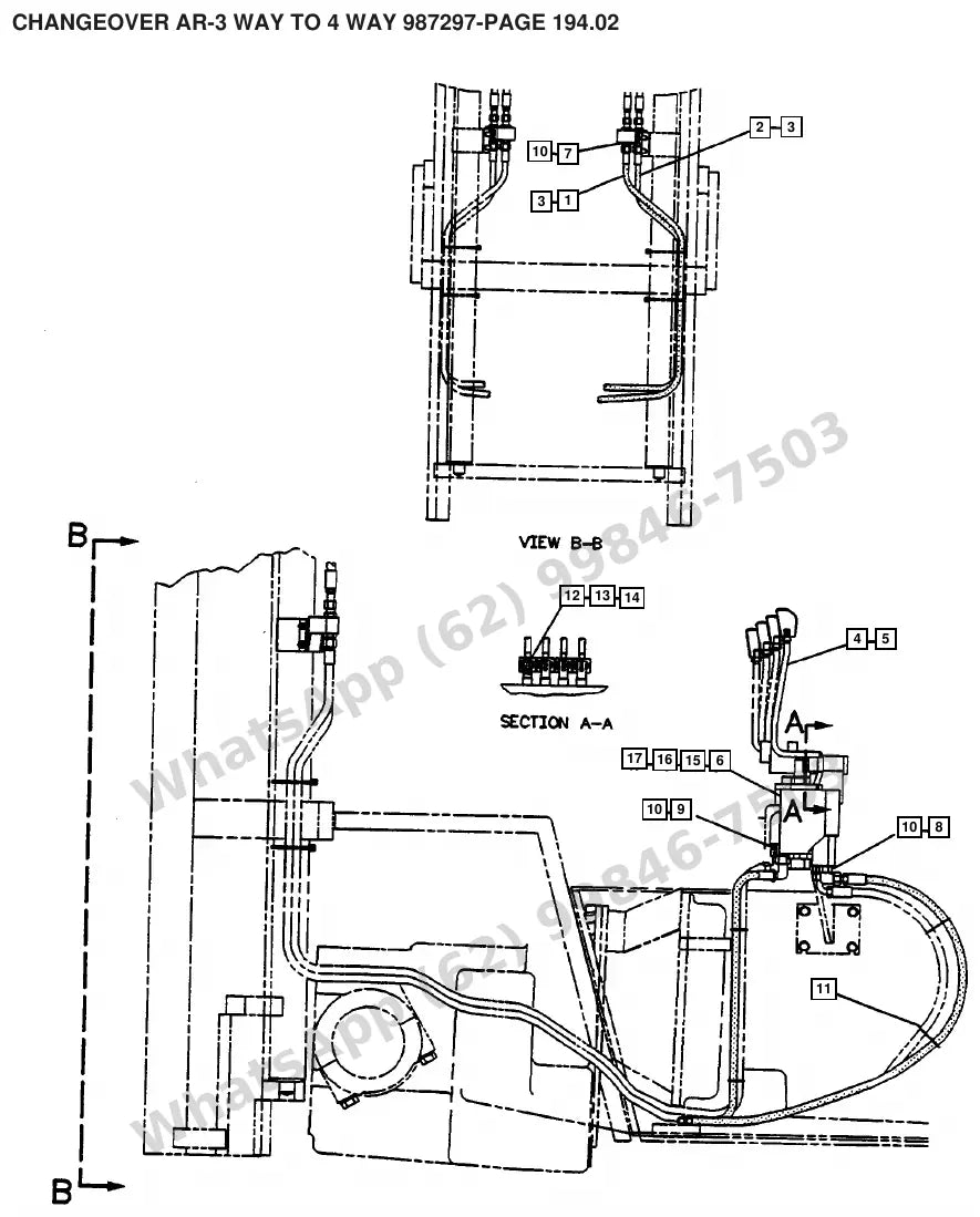 Vista explodida de peças do Catálogo Caterpillar V100F – exemplo 2