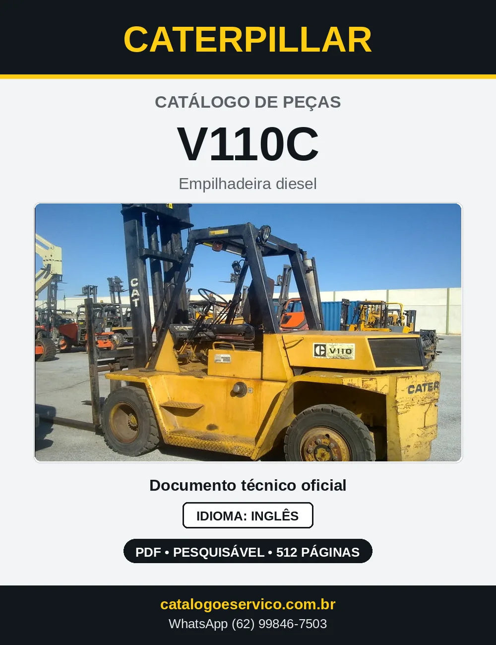 Capa do Catálogo de Peças Caterpillar V110C em PDF