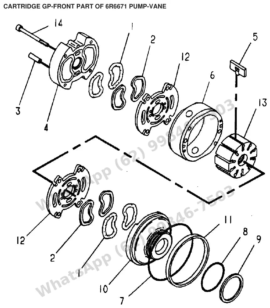 Vista explodida de peças do Catálogo Caterpillar V135C – exemplo 3