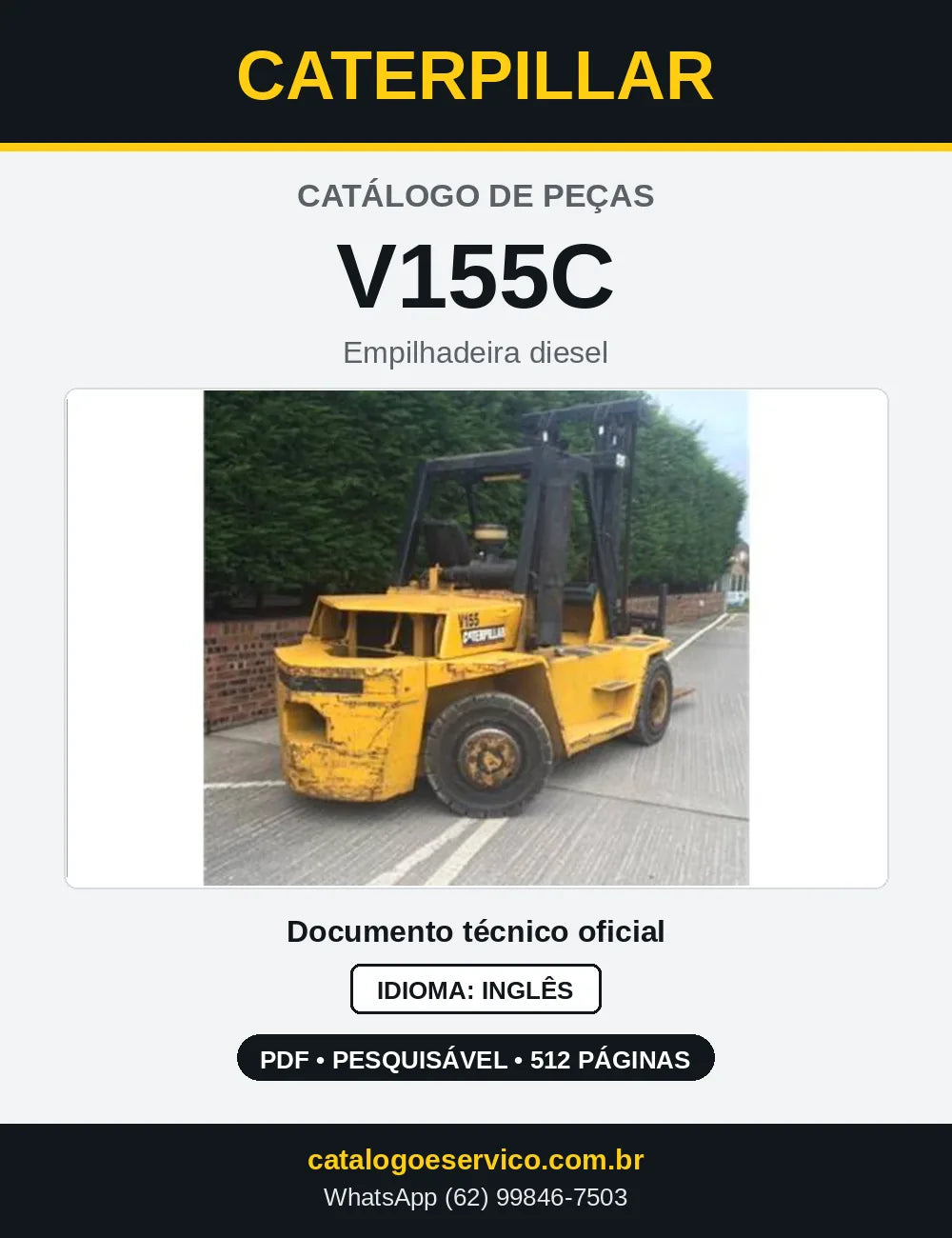 Capa do Catálogo de Peças Caterpillar V155C em PDF