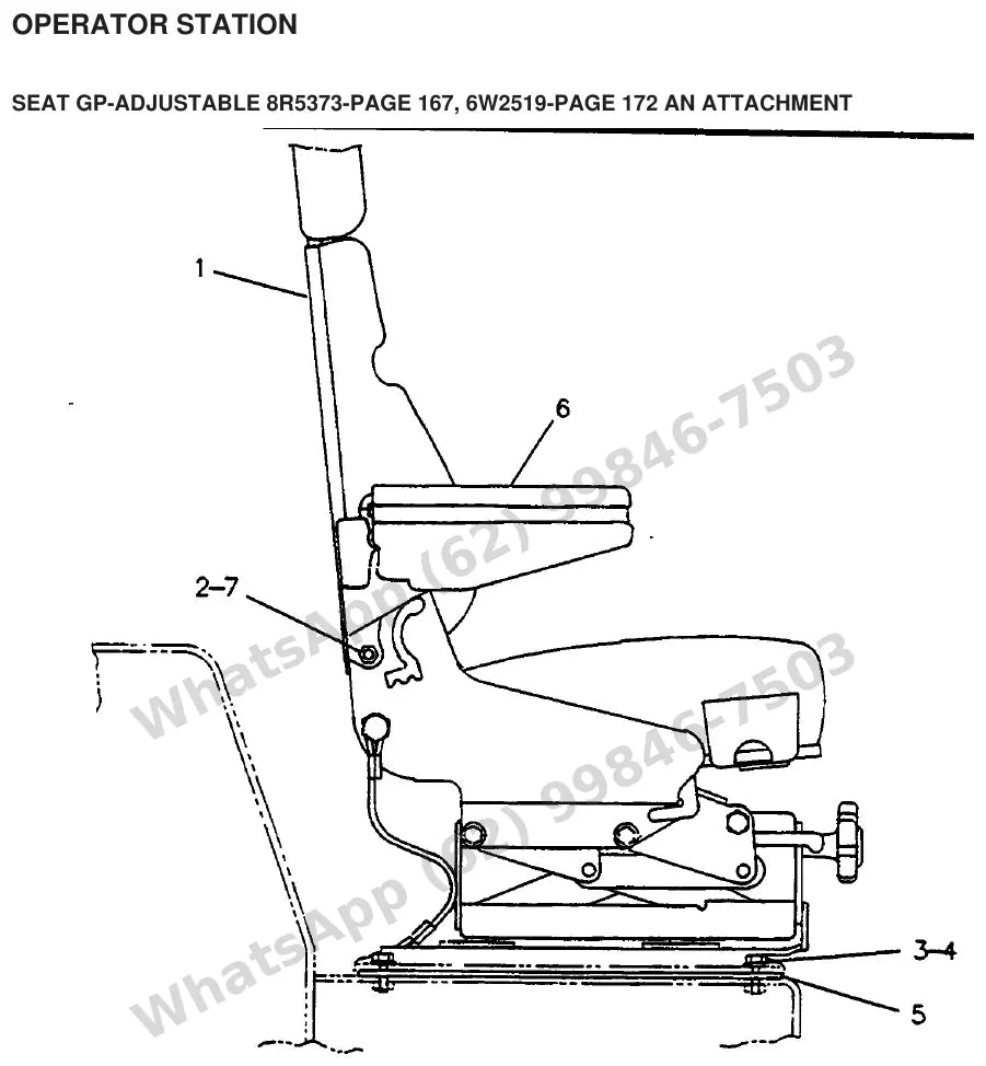 Vista explodida de peças do Catálogo Caterpillar V165C – exemplo 2
