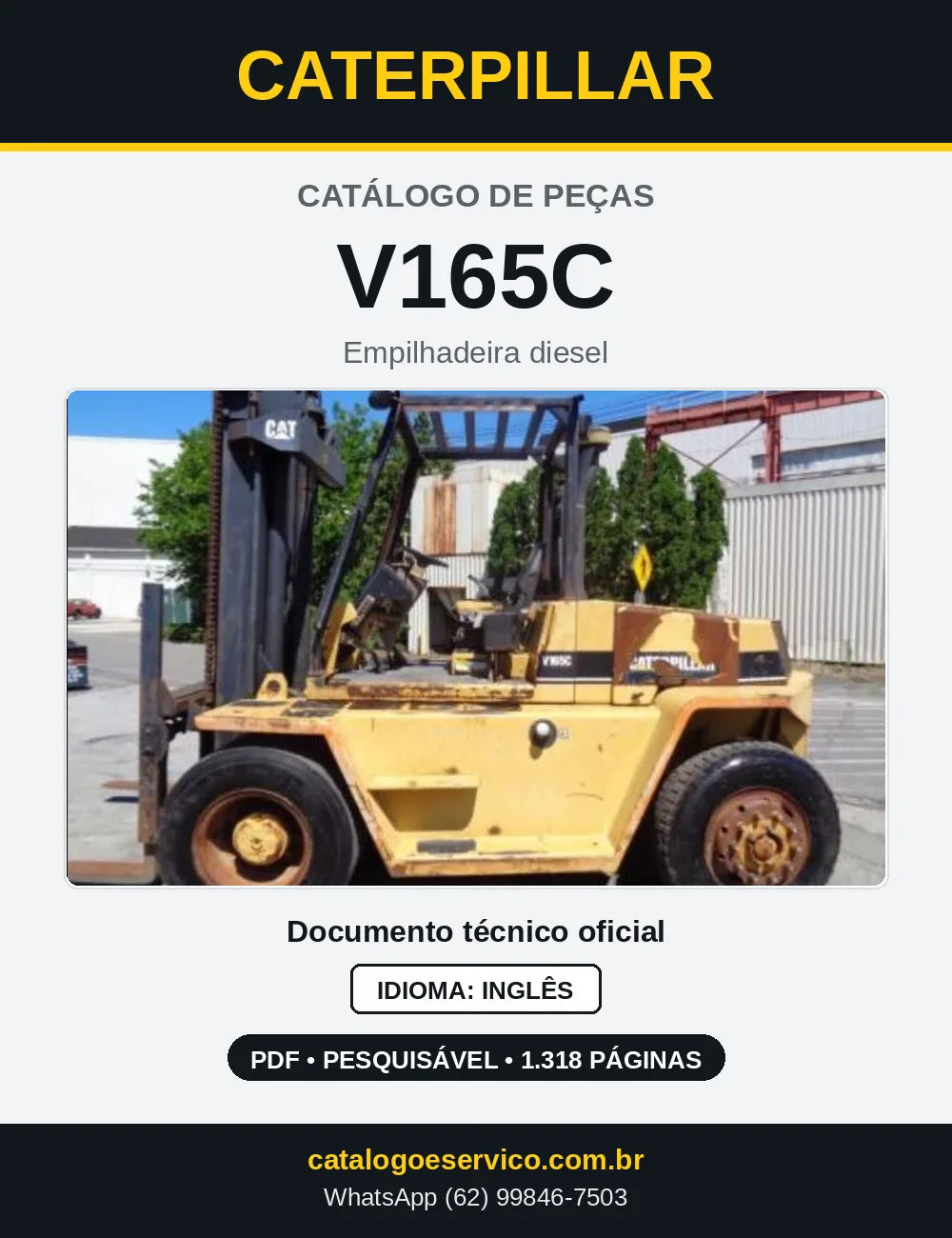 Capa do Catálogo de Peças Caterpillar V165C em PDF