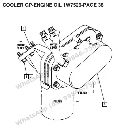 Vista explodida de peças do Catálogo Caterpillar V180C – exemplo 3