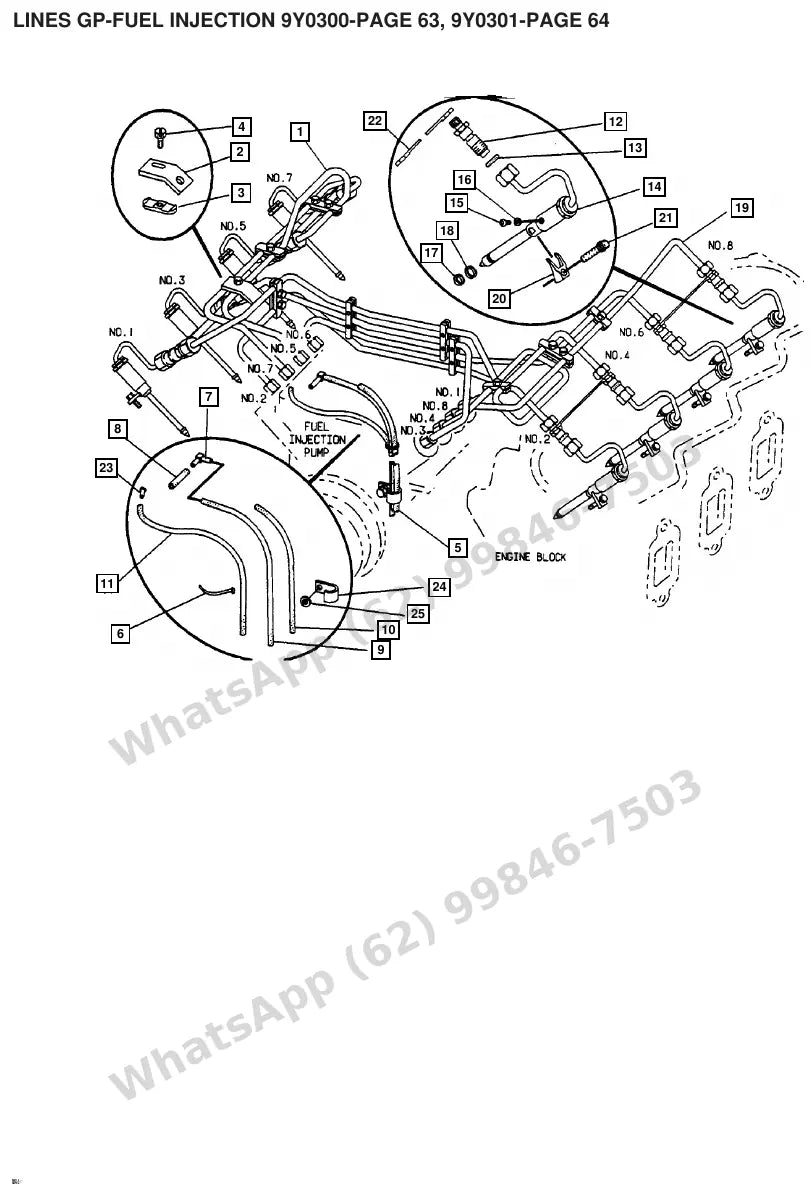 Vista explodida de peças do Catálogo Caterpillar V200C – exemplo 3