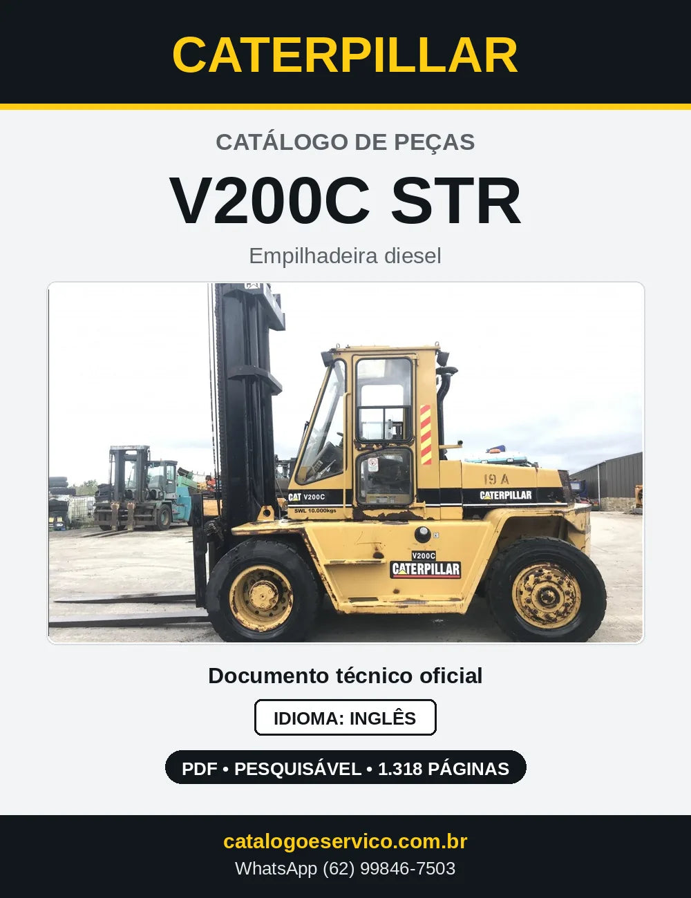 Capa do Catálogo de Peças Caterpillar V200C STR em PDF