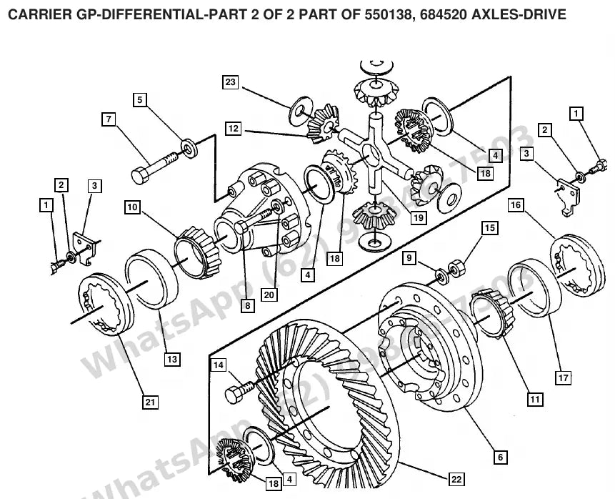Vista explodida de peças do Catálogo Caterpillar V225C – exemplo 3