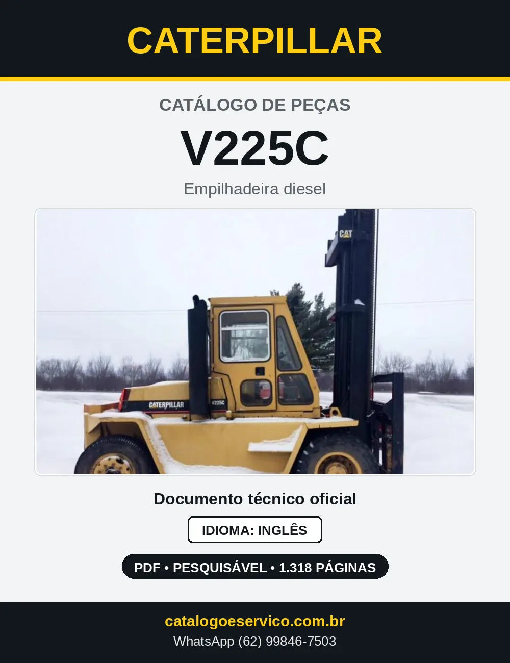 Capa do Catálogo de Peças Caterpillar V225C em PDF