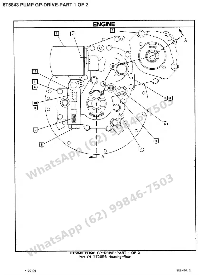 Vista explodida de peças do Catálogo Caterpillar V40D – exemplo 1