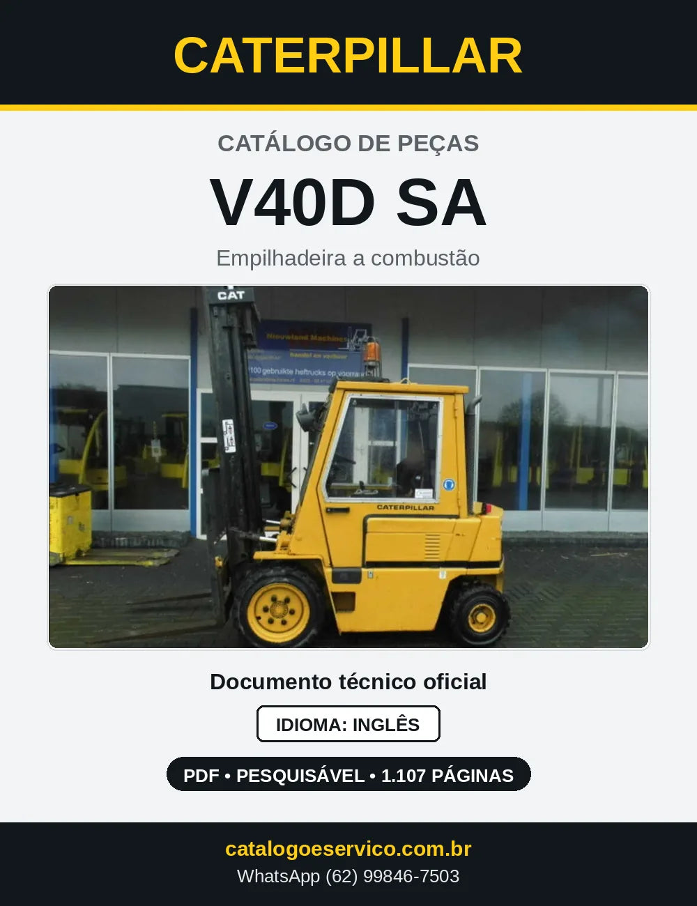 Capa do Catálogo de Peças Caterpillar V40D SA em PDF