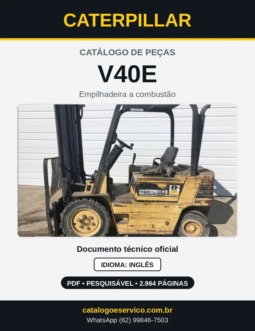 Capa do Catálogo de Peças Caterpillar V40E em PDF