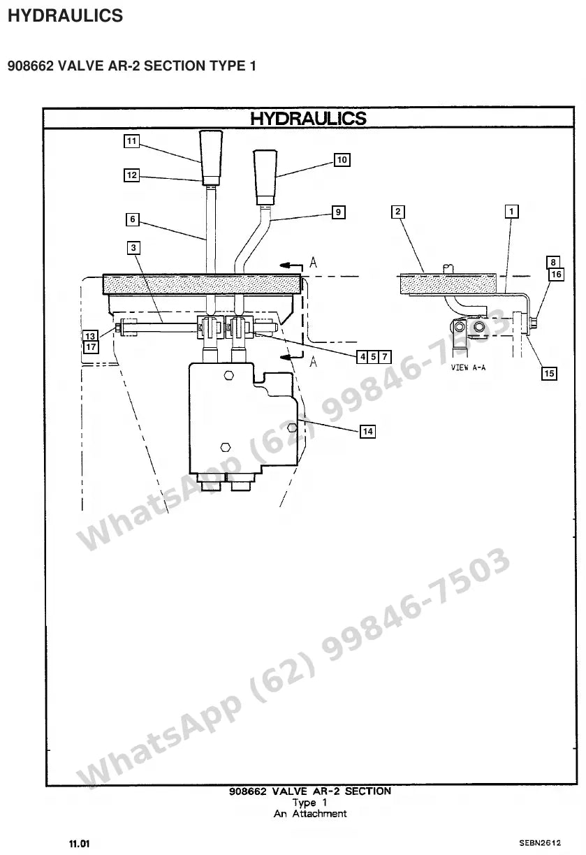 Vista explodida de peças do Catálogo Caterpillar V50D – exemplo 2