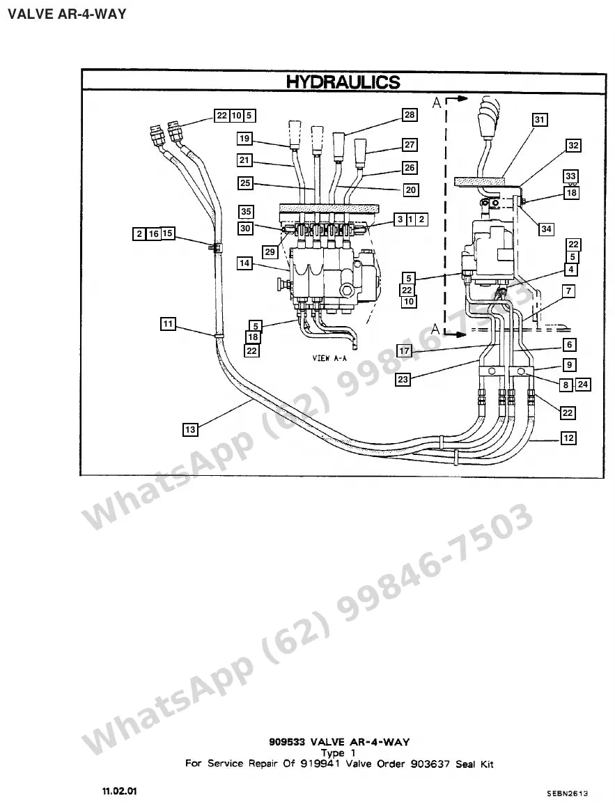 Vista explodida de peças do Catálogo Caterpillar V50D – exemplo 4