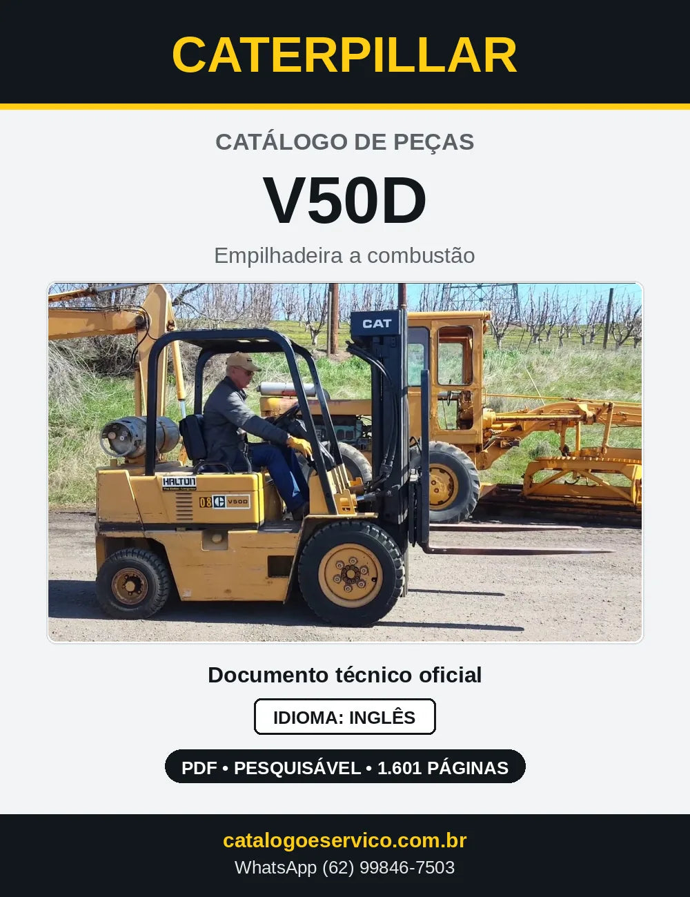 Capa do Catálogo de Peças Caterpillar V50D em PDF