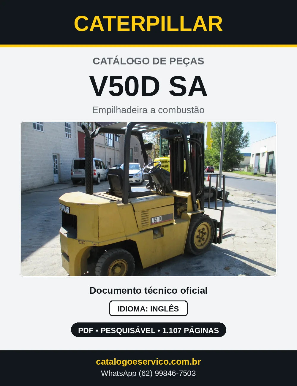 Capa do Catálogo de Peças Caterpillar V50D SA em PDF