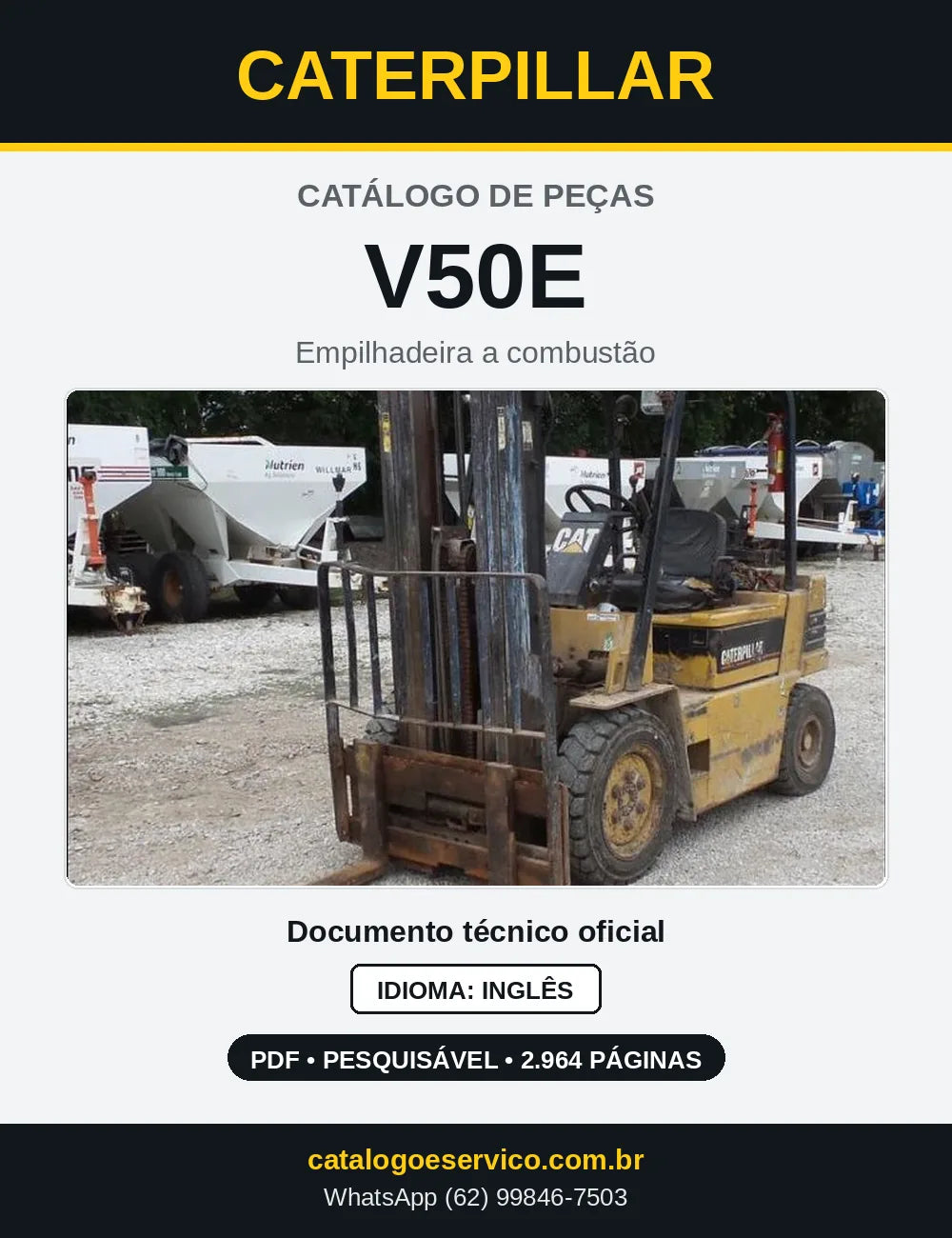 Capa do Catálogo de Peças Caterpillar V50E em PDF