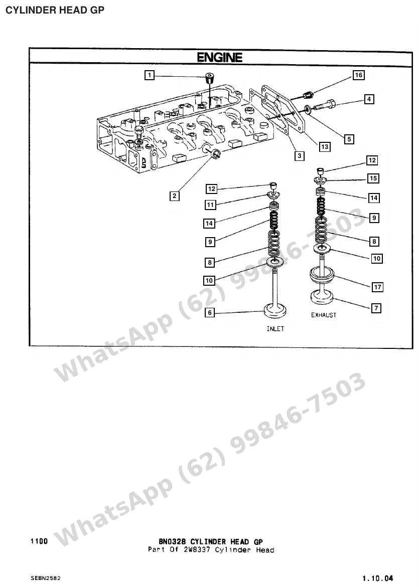 Vista explodida de peças do Catálogo Caterpillar V60E – exemplo 1