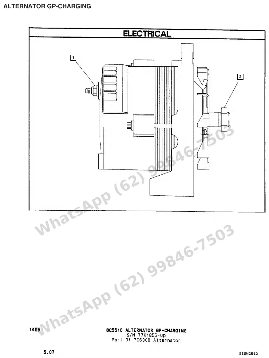 Vista explodida de peças do Catálogo Caterpillar V60E – exemplo 2