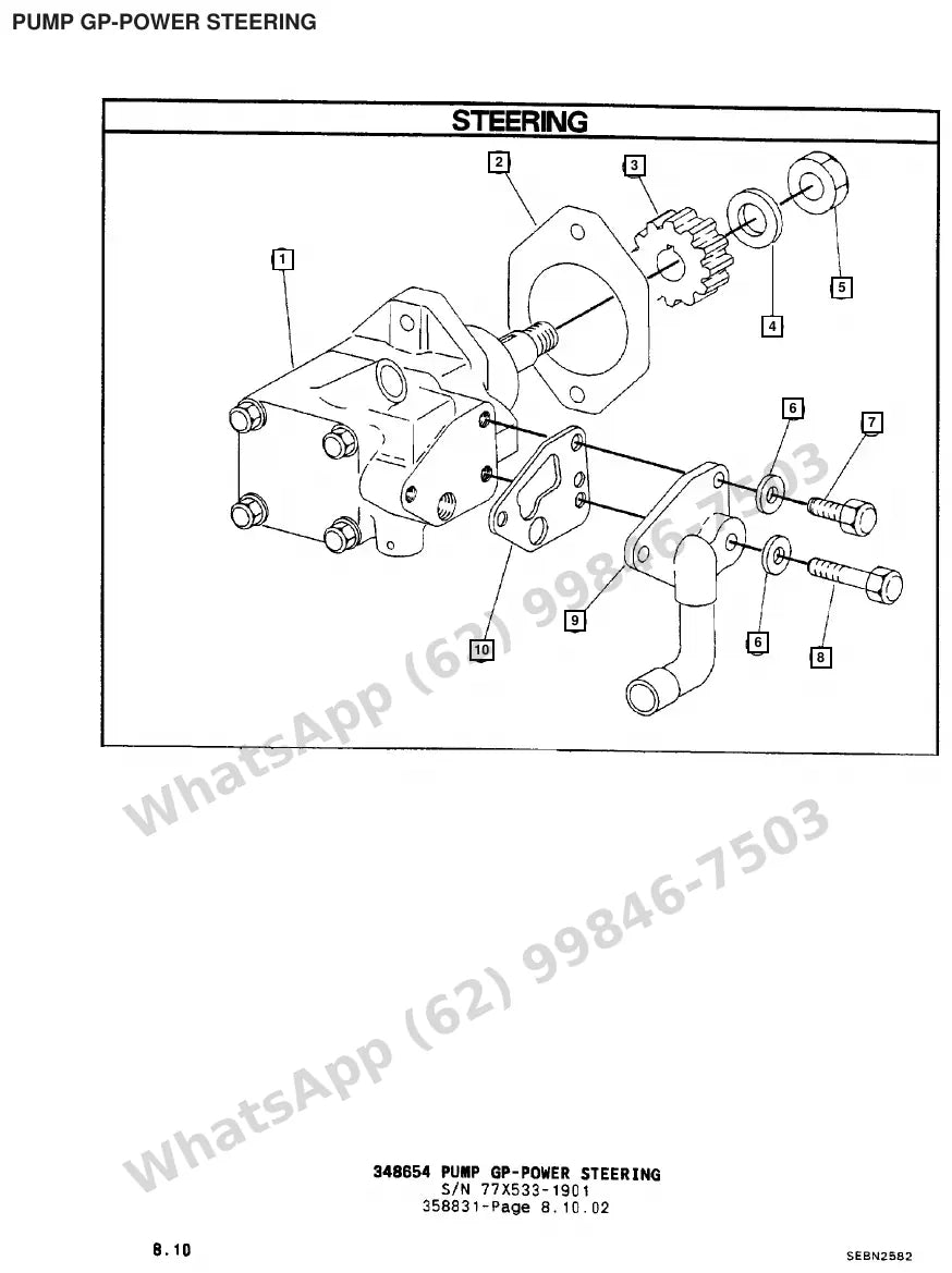 Vista explodida de peças do Catálogo Caterpillar V60E – exemplo 3