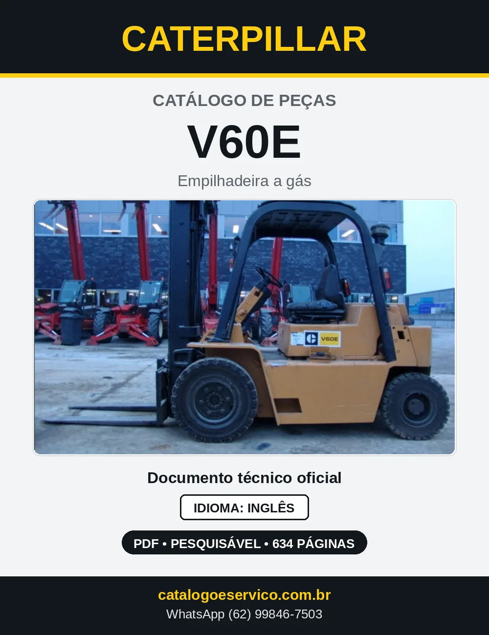 Capa do Catálogo de Peças Caterpillar V60E em PDF