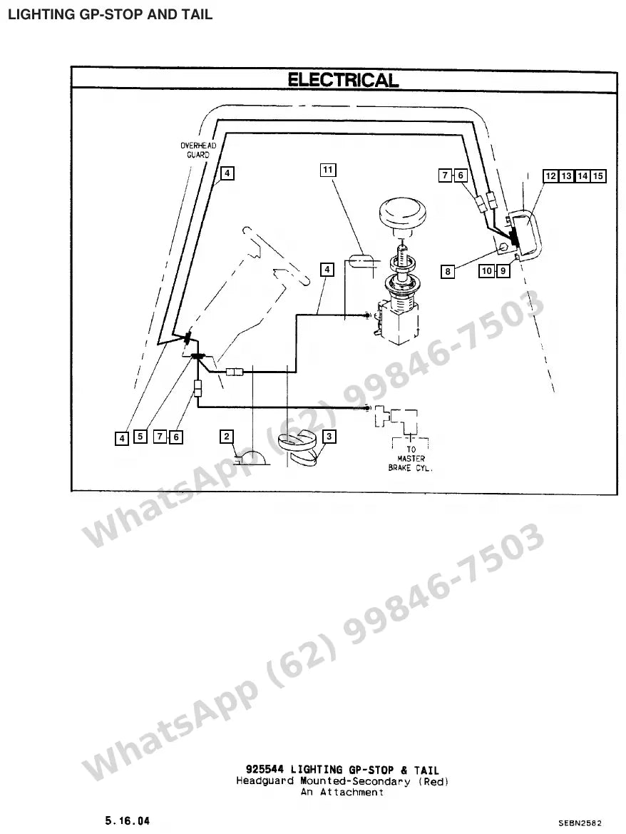 Vista explodida de peças do Catálogo Caterpillar V70E – exemplo 2