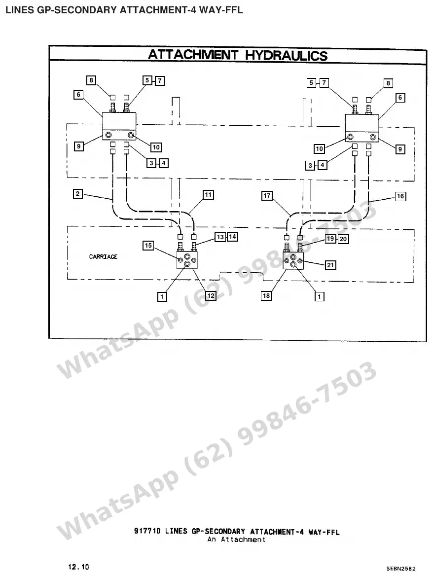 Vista explodida de peças do Catálogo Caterpillar V70E – exemplo 4