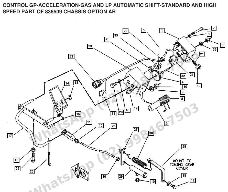 Vista explodida de peças do Catálogo Caterpillar V70F – exemplo 3